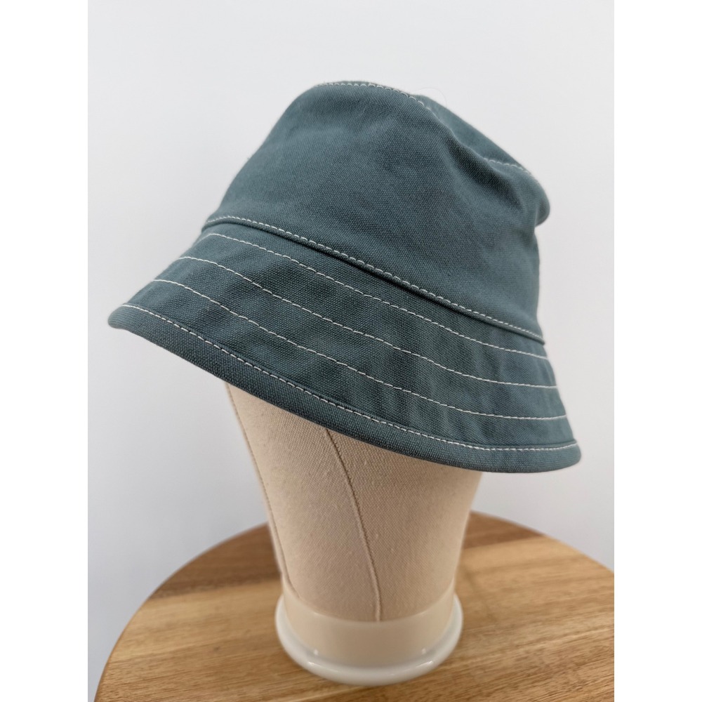 Restoration Hardware Womens Slate Blue Canvas Bucket Hat Contrast Stitch M/L